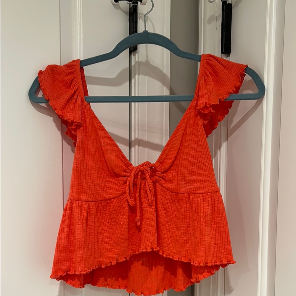 Women's Ruffled Red Top